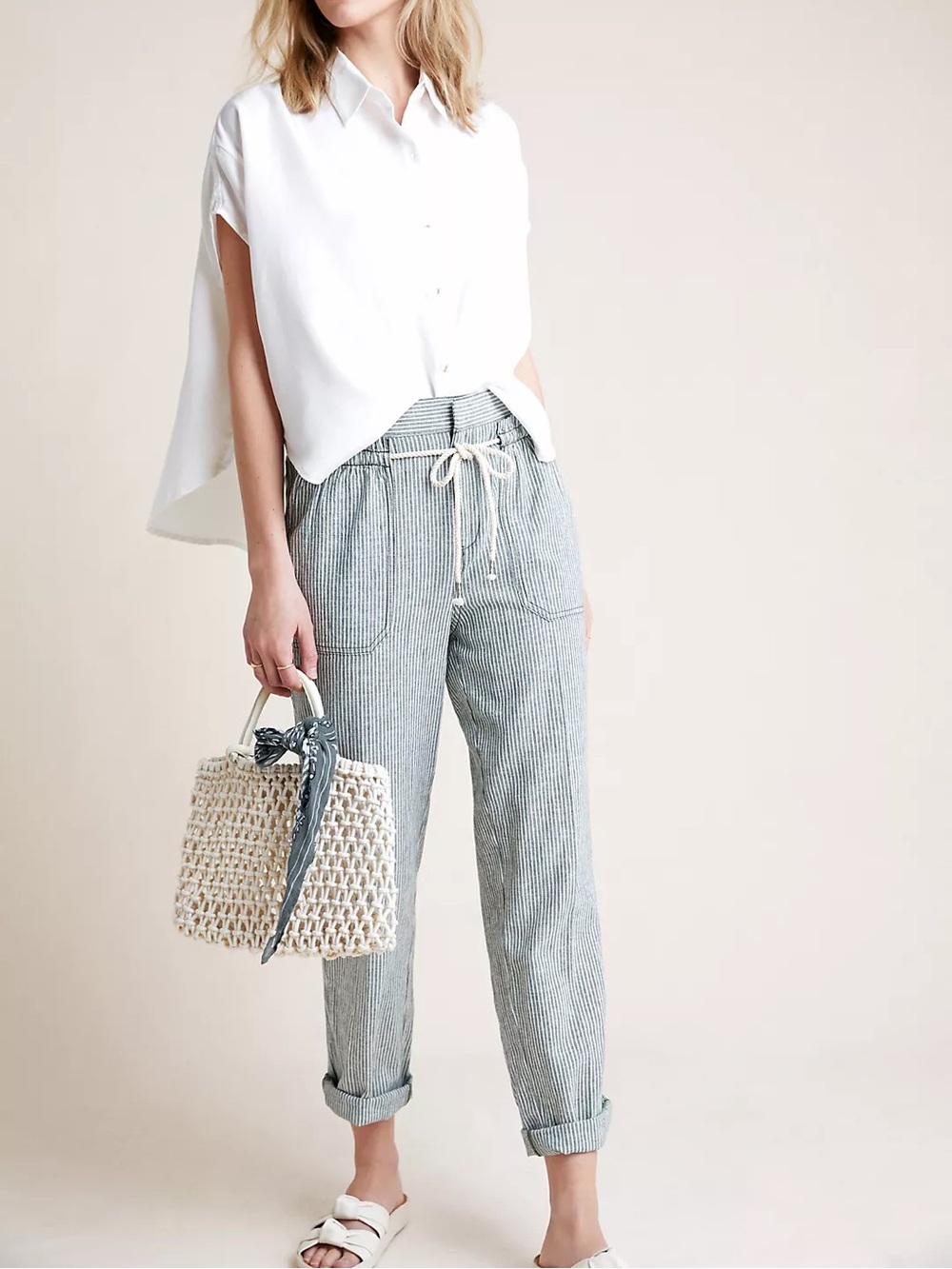 Anthropologie Seashore Striped Linen Blend Pants🌿